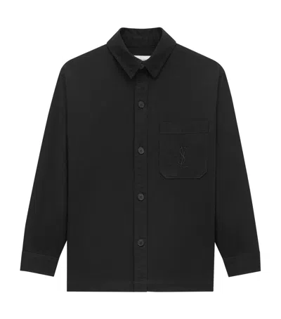 Saint Laurent Cotton-linen Cassandre Overshirt In Black