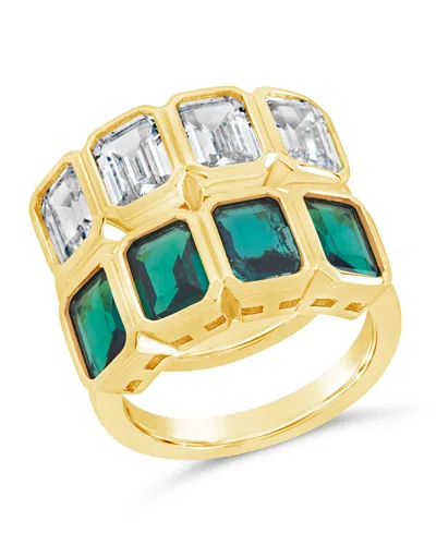 Sterling Forever Harlen Bezel Cubic Zirconia Statement Ring In Gold