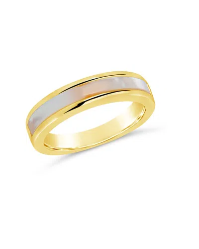 Sterling Forever Mishel Mother Of Pearl Band Ring In Gold