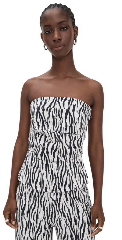 Rotate Birger Christensen 'zebra Print' Strapless Top In White