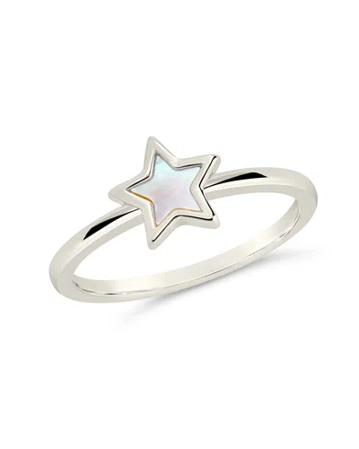 Sterling Forever Bez Mother Of Pearl Star Ring In Silver
