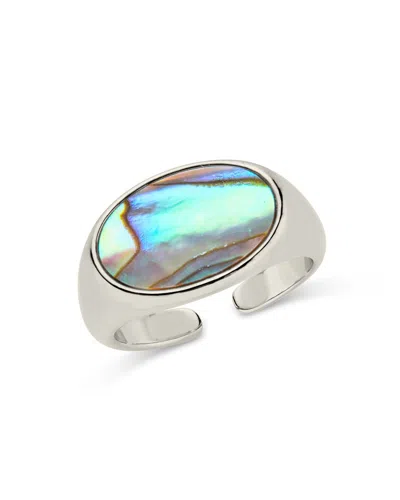 Sterling Forever Gail Abalone Open Band Ring In Silver