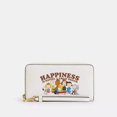 Coach Outlet Coach X Peanuts Long Zip Around Wallet In White