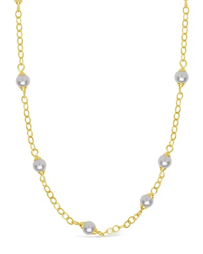 Sterling Forever Stationed Pearl Glasses Chain In Gold