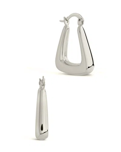 Sterling Forever Sage Triangular Hoop Earrings In Silver