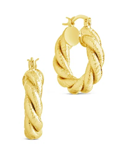 Sterling Forever Esme Textured Braided Hoop Earrings In Gold