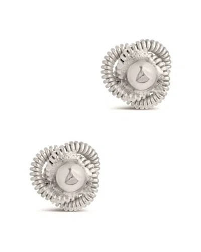 Sterling Forever Sterling Silver Braided Knot & Sphere Stud Earrings In Silver