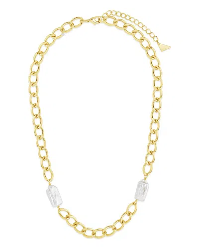 Sterling Forever Pearl Chain Necklace In Gold