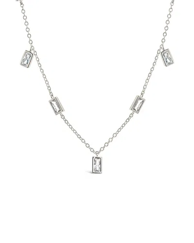 Sterling Forever Tori Stationed Bezel Cz Charm Necklace In Metallic