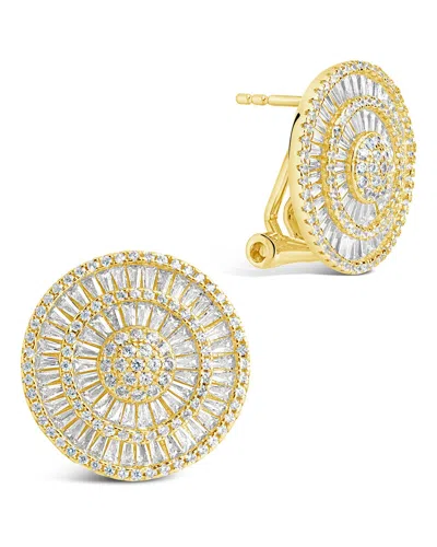 Sterling Forever Sandy Cz Circle Stud Earrings In Gold