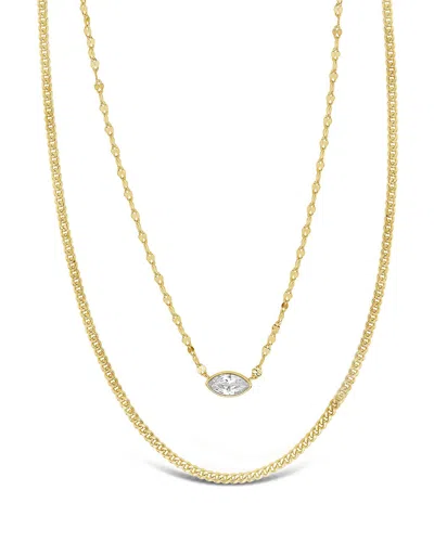 Sterling Forever Cz Dainty Layered Necklace In Gold