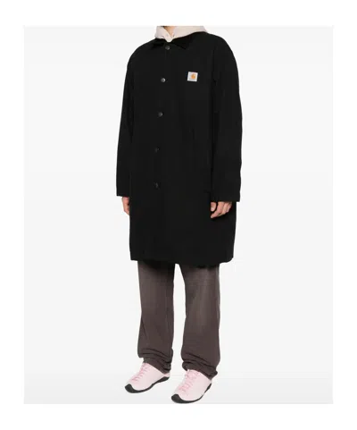 Carhartt Work In Progress Webster Cotton Canvas Coat In Black