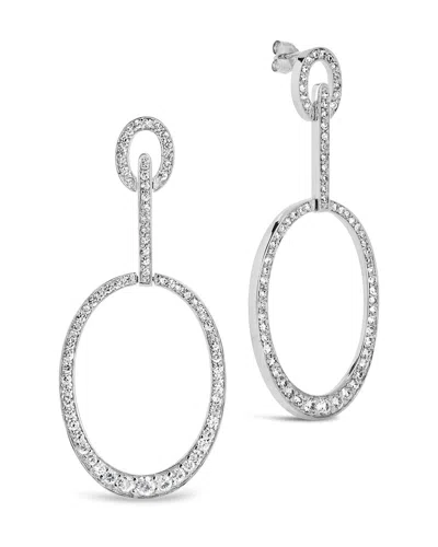 Sterling Forever Tory Cz Oval Drop Earrings In Silver