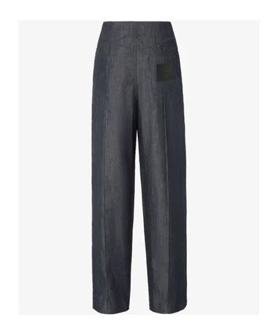 Fendi Women Cotton Wide-leg Trousers In Multi