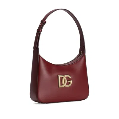 Dolce & Gabbana Bordeaux Leather Shoulder Bag In Burgundy