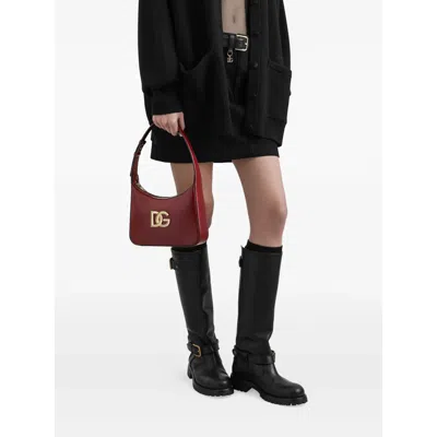 Dolce & Gabbana Bordeaux Leather Shoulder Bag In Burgundy