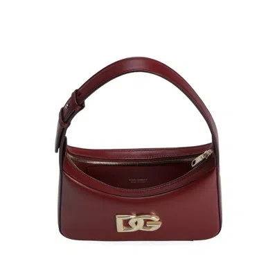 Dolce & Gabbana Bordeaux Leather Shoulder Bag In Burgundy