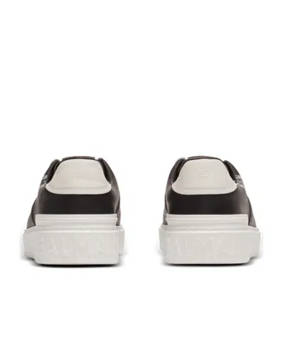 Balmain B-court Printed Calfskin Trainers In Black
