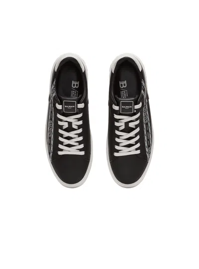 Balmain B-court Printed Calfskin Trainers In Black