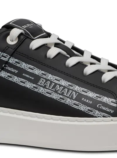 Balmain B-court Printed Calfskin Trainers In Black