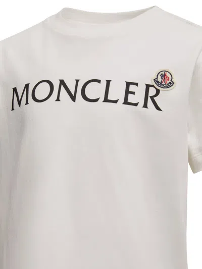 Moncler Enfant Logo Patch Crewneck T-shirt In Neutral
