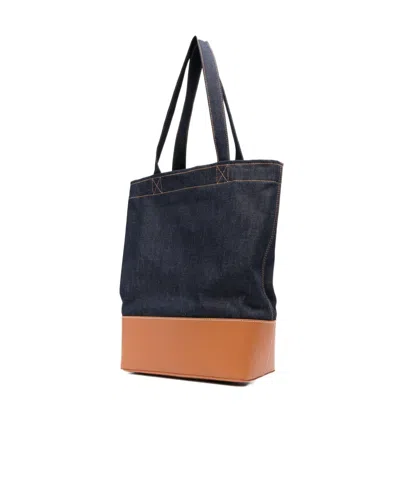 Apc Medium Logo-detail Denim Tote Bag In Black