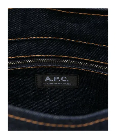 Apc Medium Logo-detail Denim Tote Bag In Black