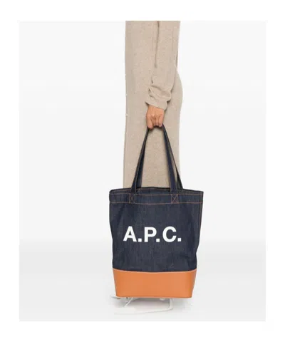 Apc Medium Logo-detail Denim Tote Bag In Black