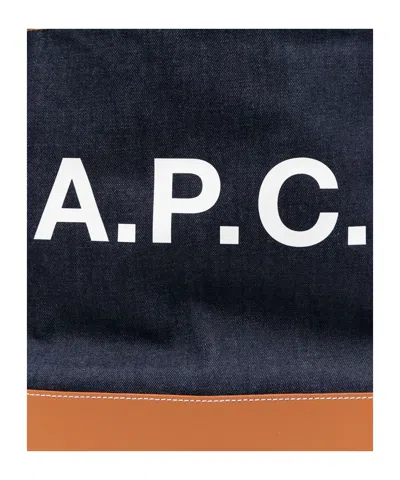 Apc Medium Logo-detail Denim Tote Bag In Black