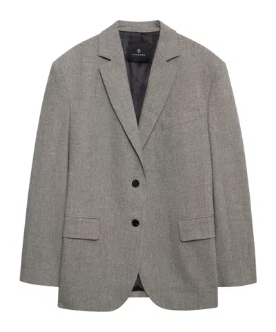 Anine Bing Quinn Herringbone Blazer Front Pockets In Gray