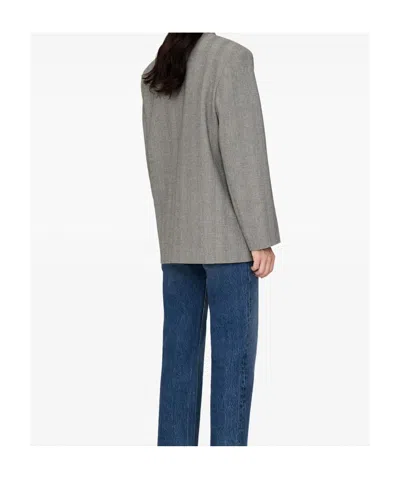 Anine Bing Quinn Herringbone Blazer Front Pockets In Gray