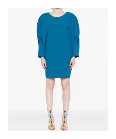 Gianluca Capannolo Round-neck Bell-sleeve Dress In Blue