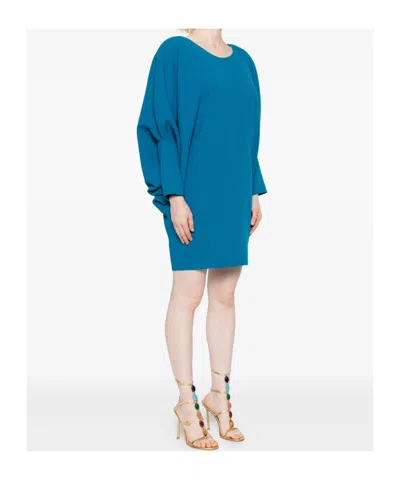 Gianluca Capannolo Round-neck Bell-sleeve Dress In Blue