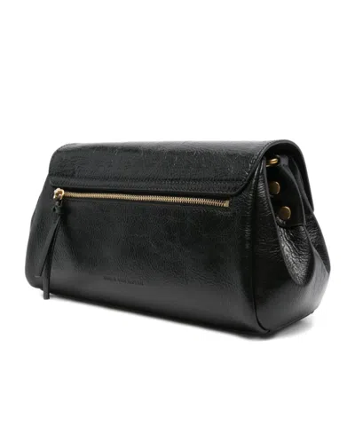 Dries Van Noten Textured Leather Shoulder Bag With Gold-tone Buckle Closure In Black