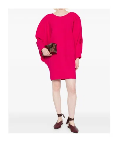 Gianluca Capannolo Bubble Sleeve Round Neck Dress In Pink