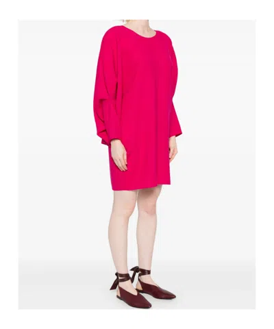 Gianluca Capannolo Bubble Sleeve Round Neck Dress In Pink