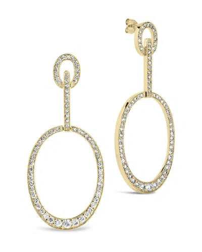 Sterling Forever Tory Cz Oval Drop Earrings In Gold