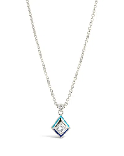 Sterling Forever Rhodium Plated Cz Pendant Necklace In Metallic