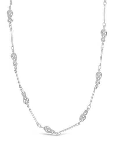 Sterling Forever Stationed Triple Pearl Glasses Chain In Silver