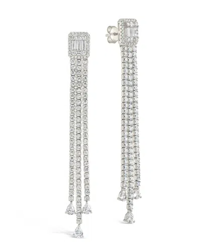 Sterling Forever Naomi Cubic Zirconia Dangle Stud Earrings In Silver