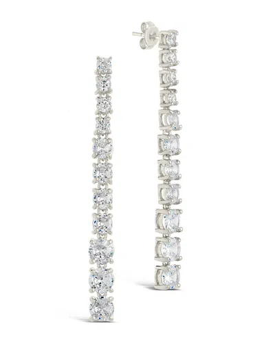 Sterling Forever Natasha Cz Drop Stud Earrings In Metallic