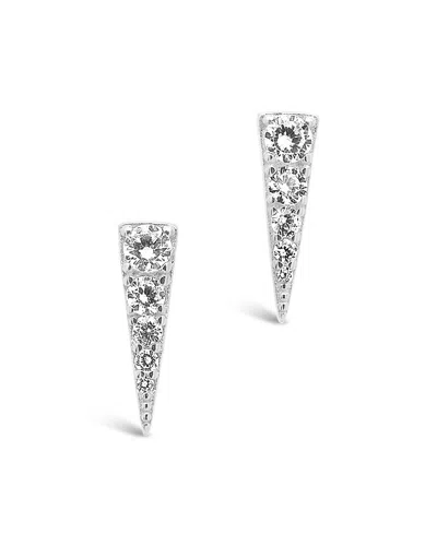 Sterling Forever Sterling Silver Cz Pyramid Studs In Silver