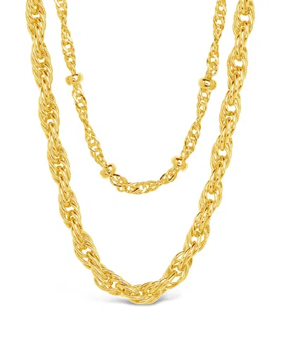 Sterling Forever Raya Layered Chain Necklace In Gold