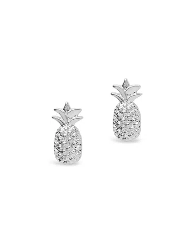 Sterling Forever Sterling Silver Pineapple Stud Earrings In Metallic