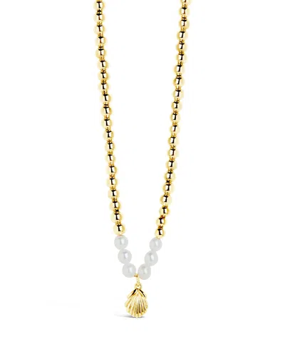 Sterling Forever Marjorie Pearl & Shell Pendant Necklace In Gold