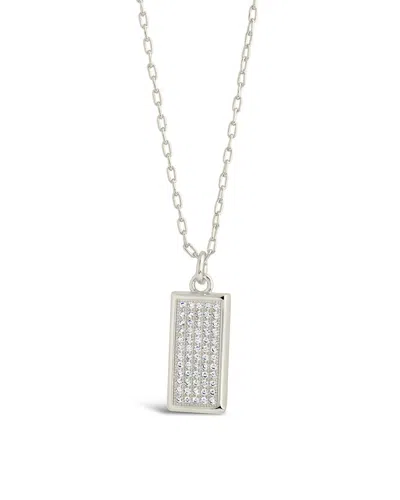 Sterling Forever Vaylen Cz Rectangular Pendant Necklace In Silver