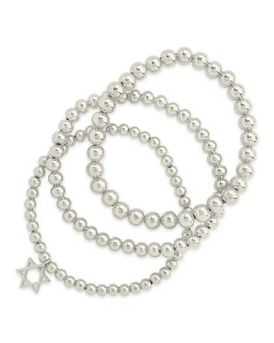 Sterling Forever Star Of David Beaded Bracelet Set In Silver