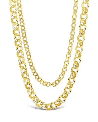 Sterling Forever 14k Gold Plated Bold Layered Rolo Chain Necklace In Gold