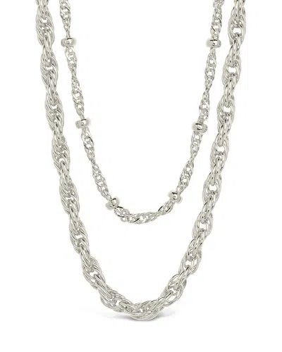 Sterling Forever Raya Layered Chain Necklace In White