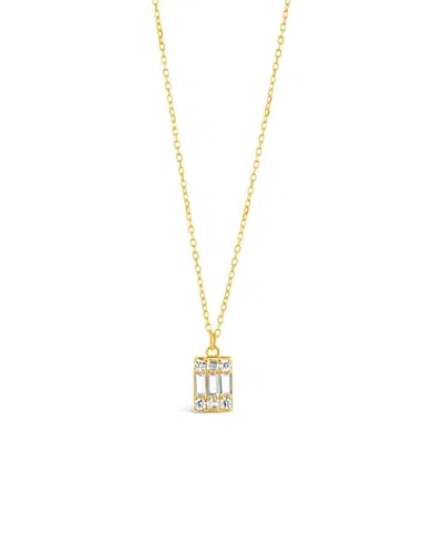 Sterling Forever Sterling Silver Sawyer Rectangular Cz Pendant Necklace In Gold